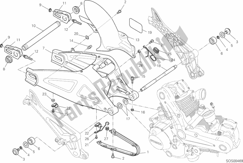 Todas as partes de Braço Oscilante do Ducati Monster 696 ABS USA 2013